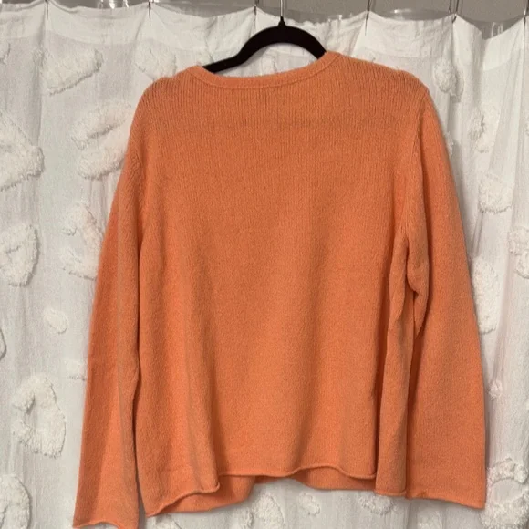 Orange V-Neck Sweater By Eileen Fisher XL - Picture 6 of 7